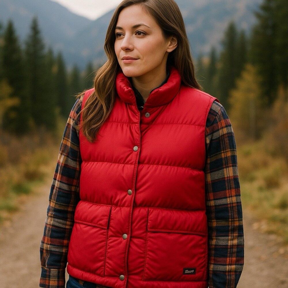 Vintage Woolrich Women’s Red Down Puffer Vest Made in Taiwan Size L